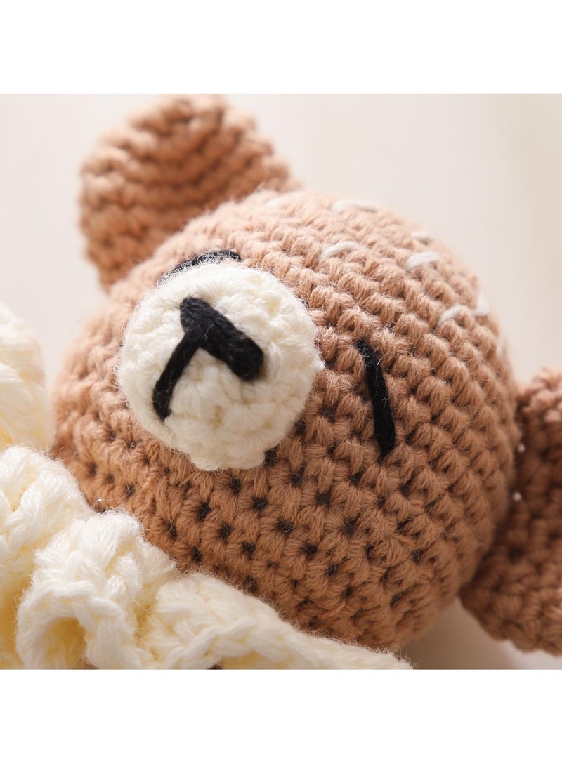 Wooden Crochet Bear Baby Rattle, Infant Development Toy for Gripping and Play, Perfect Newborn Gift - Image 4